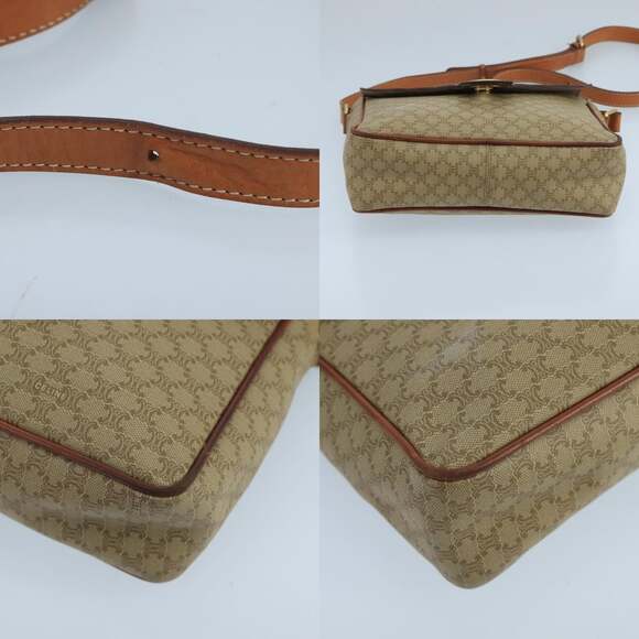 CELINE Macadam Canvas Shoulder Bag Beige Gold - Picture 10 of 13